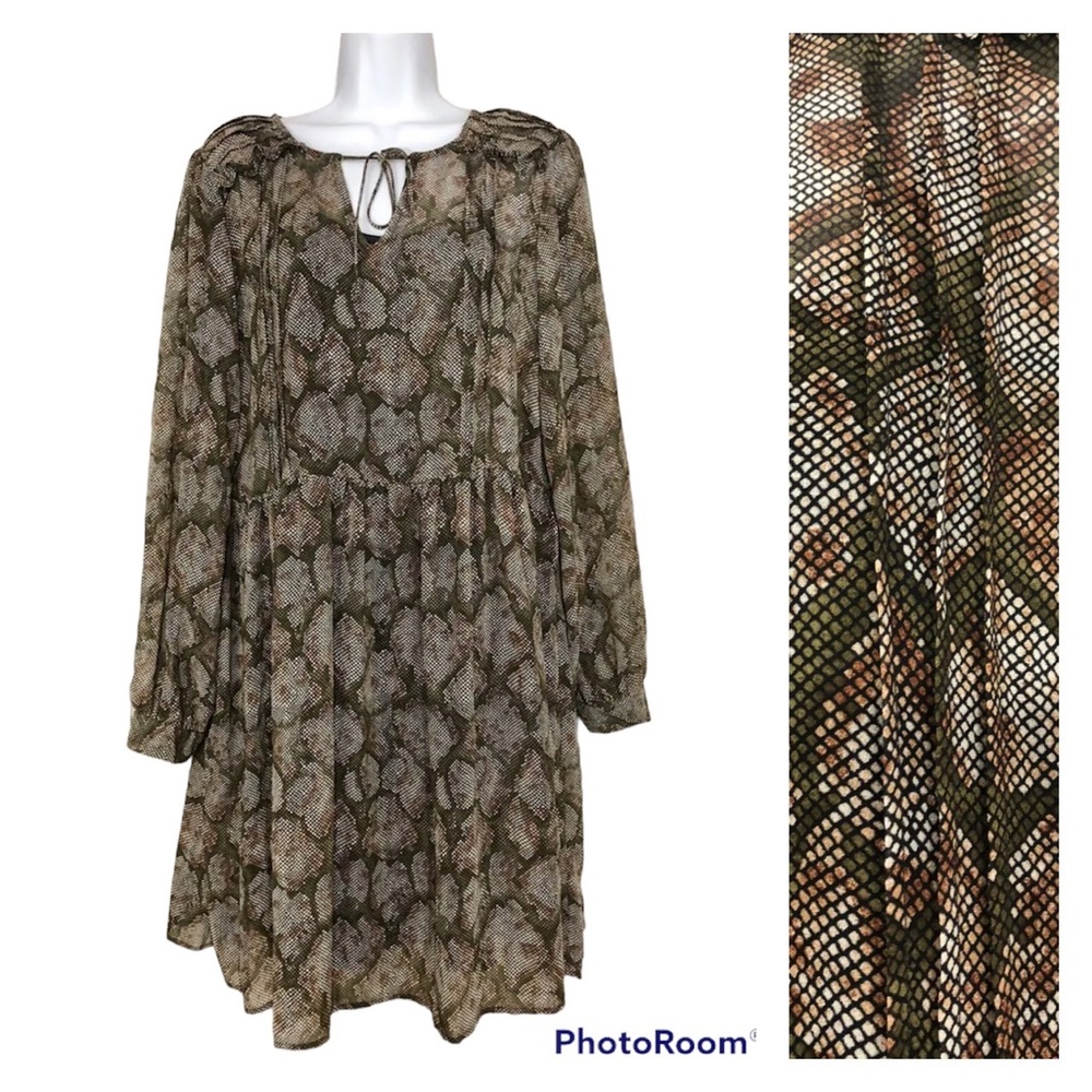 Women Whimsigoth Babydoll Dress Snakeskin Pattern Earthy Pixie Fairy Grunge